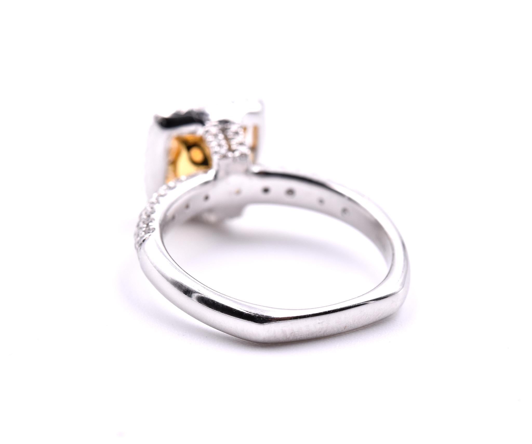 18 Karat White Gold Fancy Diamond Engagement Ring In Excellent Condition For Sale In Scottsdale, AZ