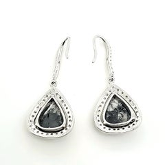 18k White Gold Fancy Pear-Shaped Black Diamond Earrings