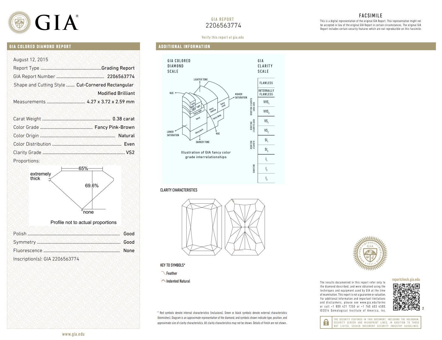 Taglio radiant 18K White Gold Fancy Pink-Brown Diamond Halo Ring 1.46 Cts. GIA / IGI Certified in vendita
