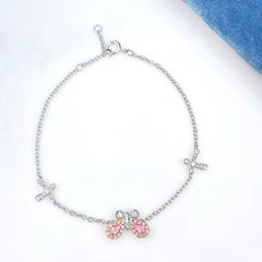 18K White Gold Fancy Pink Diamond Butterfly Bracelet with Diamonds