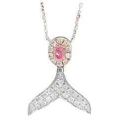 Collar Colgante de Diamantes y Diamantes Rosa Fantasía de Oro Blanco de 18 K