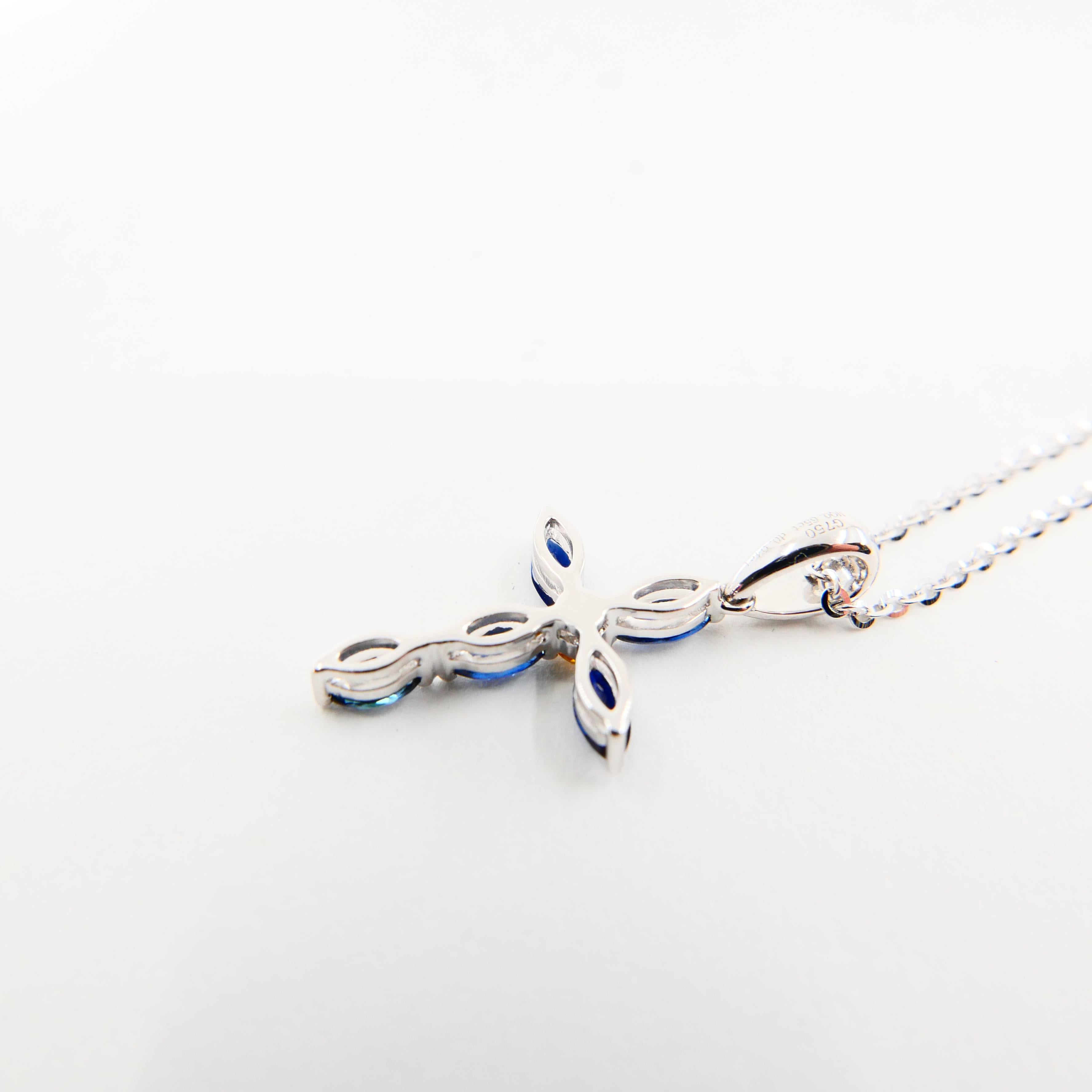 Women's 18 White Gold, Fancy Vivid Yellow Diamond & Sapphire Cross Pendant Necklace