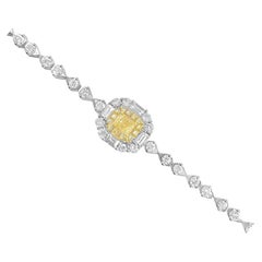 Bracelet en or blanc 18K avec diamant et diamant jaune fantaisie