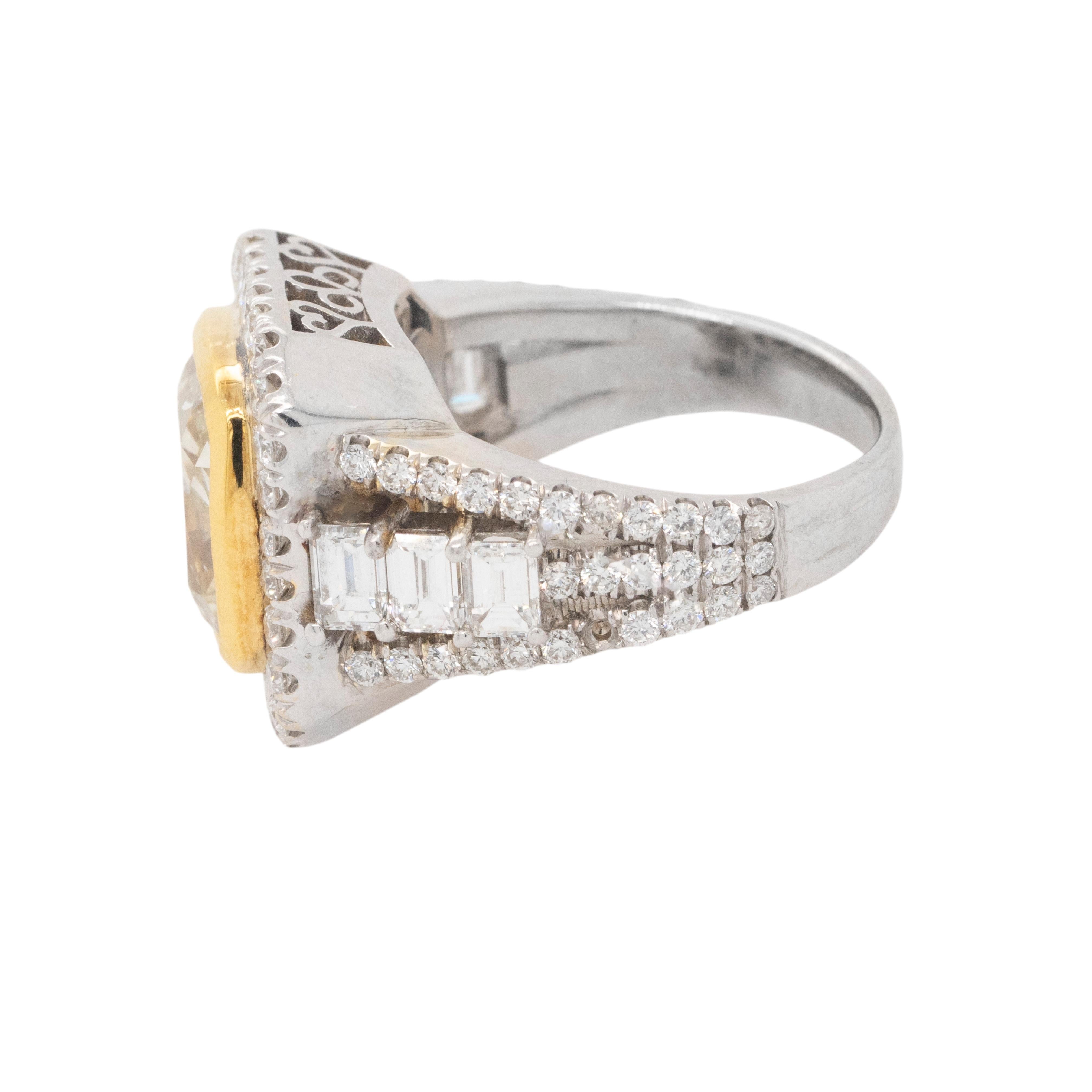18 Karat Weißgold Ausgefallener gelber Fancy-Diamantring (Gemischter Schliff) im Angebot