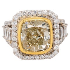 Anillo de diamantes amarillos fantasía de oro blanco de 18 quilates