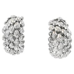 Oro blanco de 18 quilates  Faraone - Italia Años 80 Aro Diamante  Pendientes  - 45,40GRAM  -D5.0