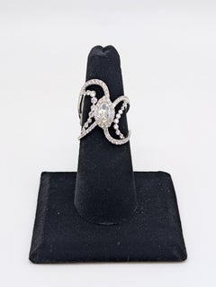 18k White Gold Fashion Ring Featuring Brilliant Round and Marquise Diamonds