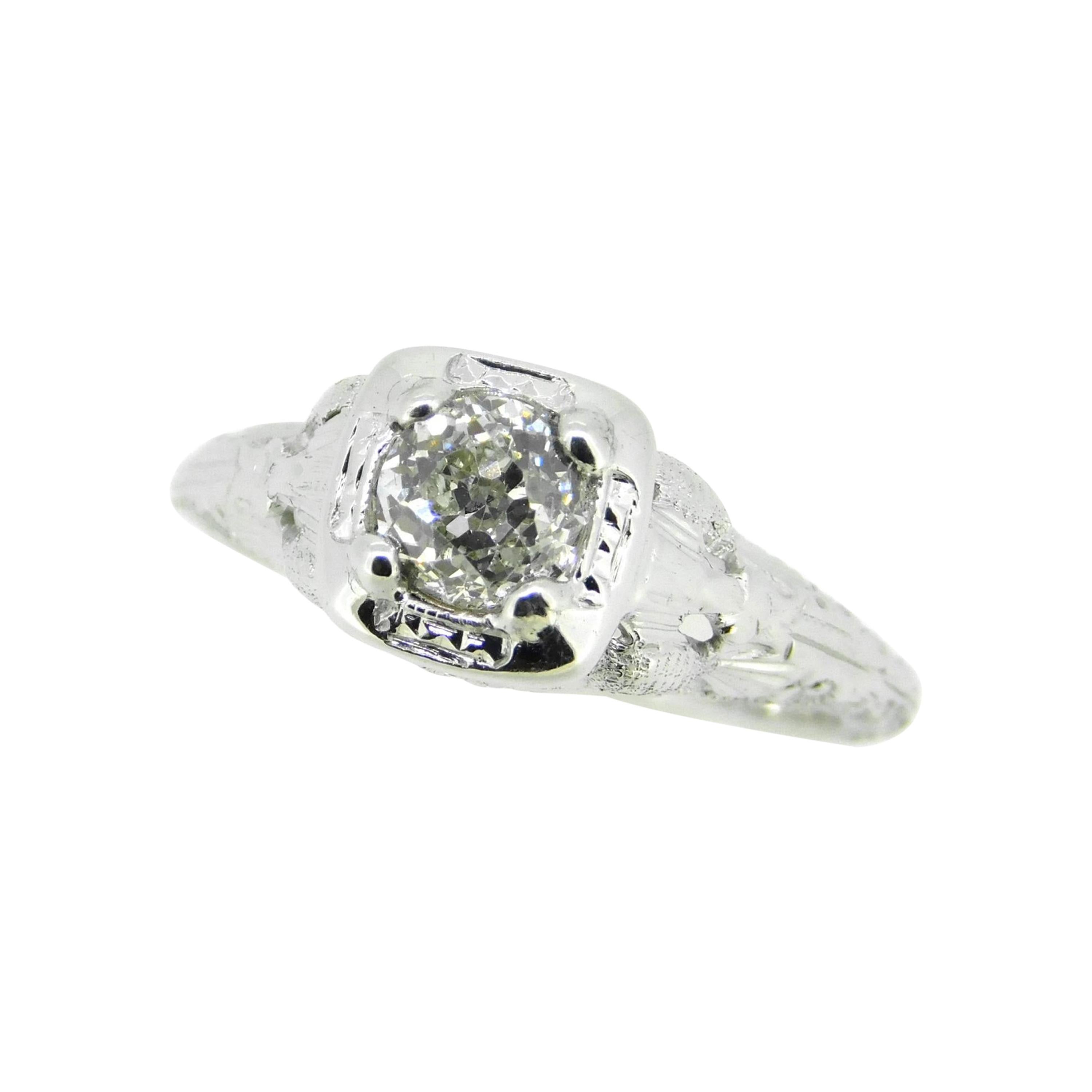 Bague Love Birds en or blanc 18 carats filigrane avec diamant naturel authentique de 0,66 carat '#J5097'