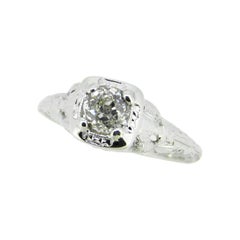 18k White Gold Filigree .66ct Genuine Natural Diamond Ring Love Birds '#J5097'