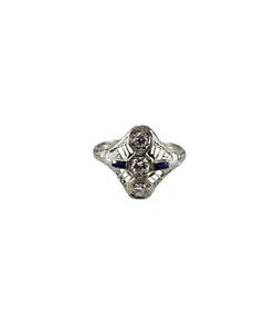 18K White Gold Filigree and Diamond Ring Size 6 #25203