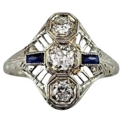 18K White Gold Filigree and Diamond Ring Size 6 #25203
