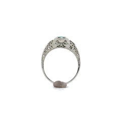 18K white gold Filigree Deco .55ct Emerald Ring