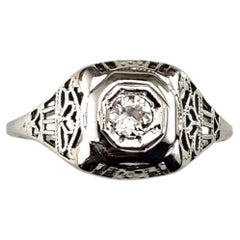 18K White Gold Filigree Diamond Engagement Ring Size 5 #24352