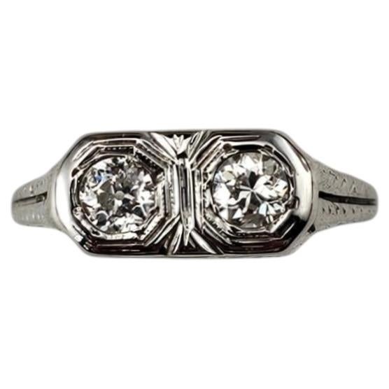 Anello in oro bianco 18 carati con filigrana e diamanti, misura 6,5 #25546