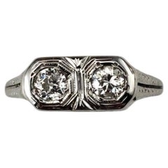 18K White Gold Filigree Diamond Ring Size 6.5 #25546