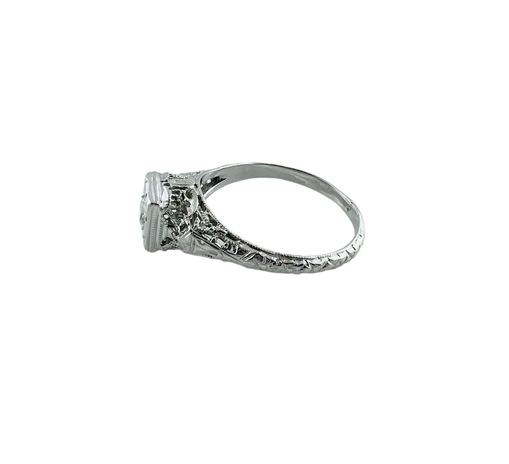 Women's 18K White Gold Filigree Diamond Ring Size 7 #16547 For Sale