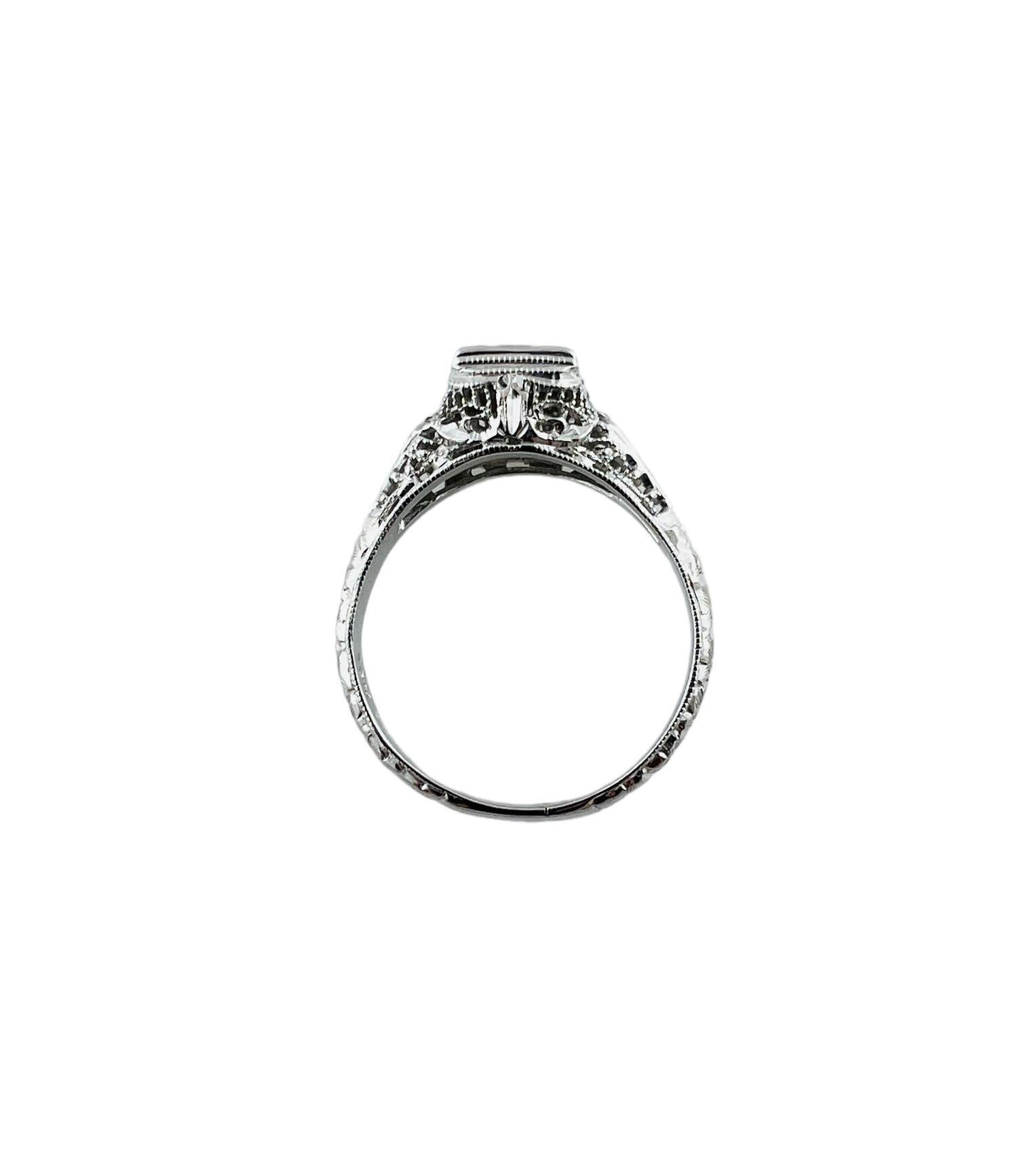18K White Gold Filigree Diamond Ring Size 7 #16547 For Sale 1