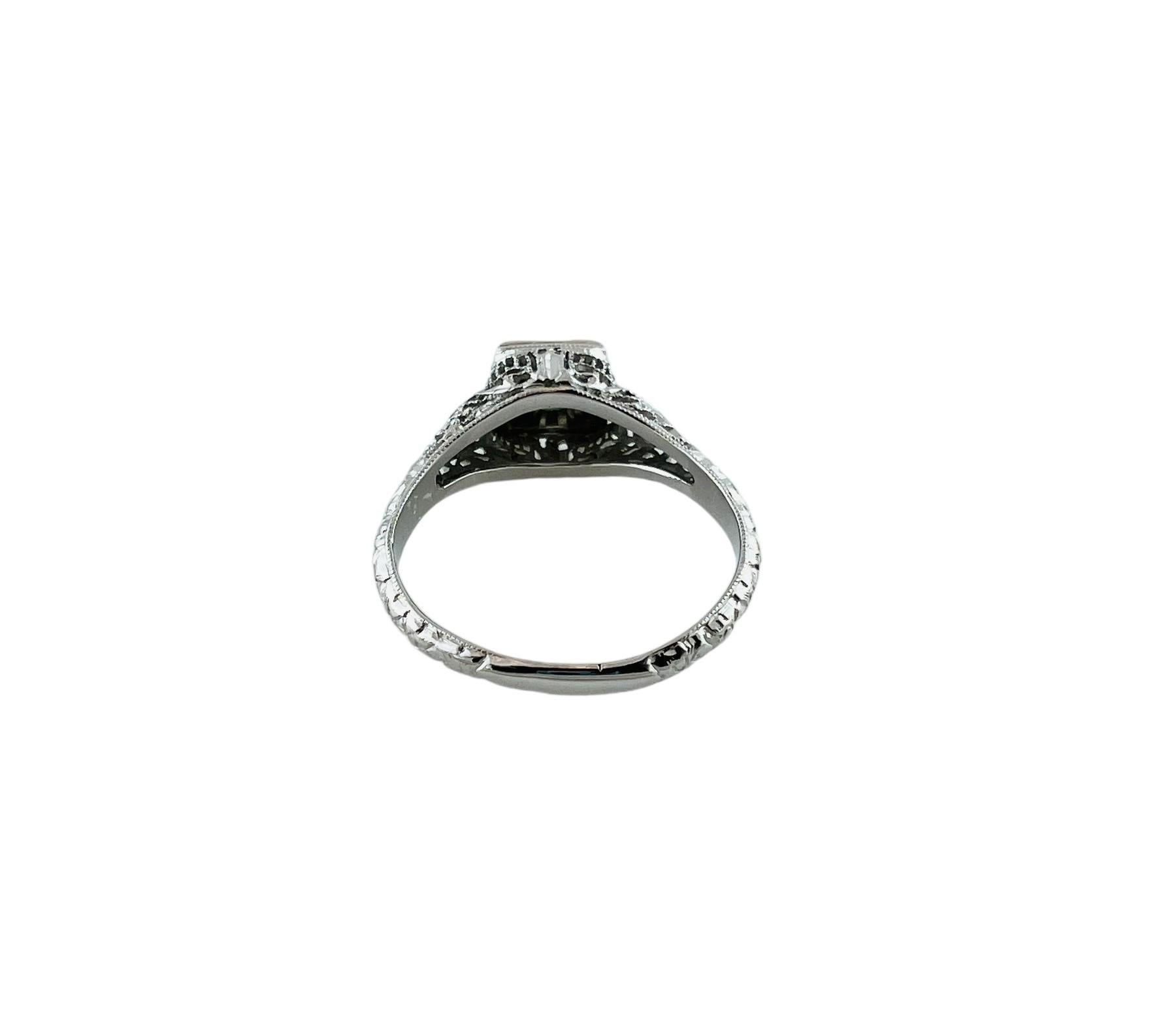 18K White Gold Filigree Diamond Ring Size 7 #16547 For Sale 2