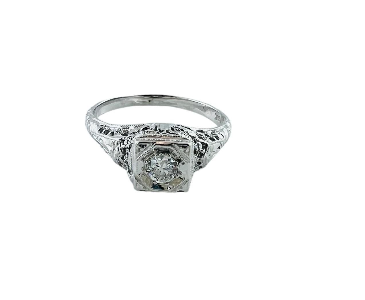 18K White Gold Filigree Diamond Ring Size 7 #16547