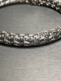 18K White Gold FILIPPINI FRATELLI Woven Italian Flexible Cuff Bracelet  7”