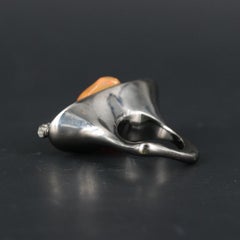 18 Karat White Gold Fire Opal and Diamond Ring