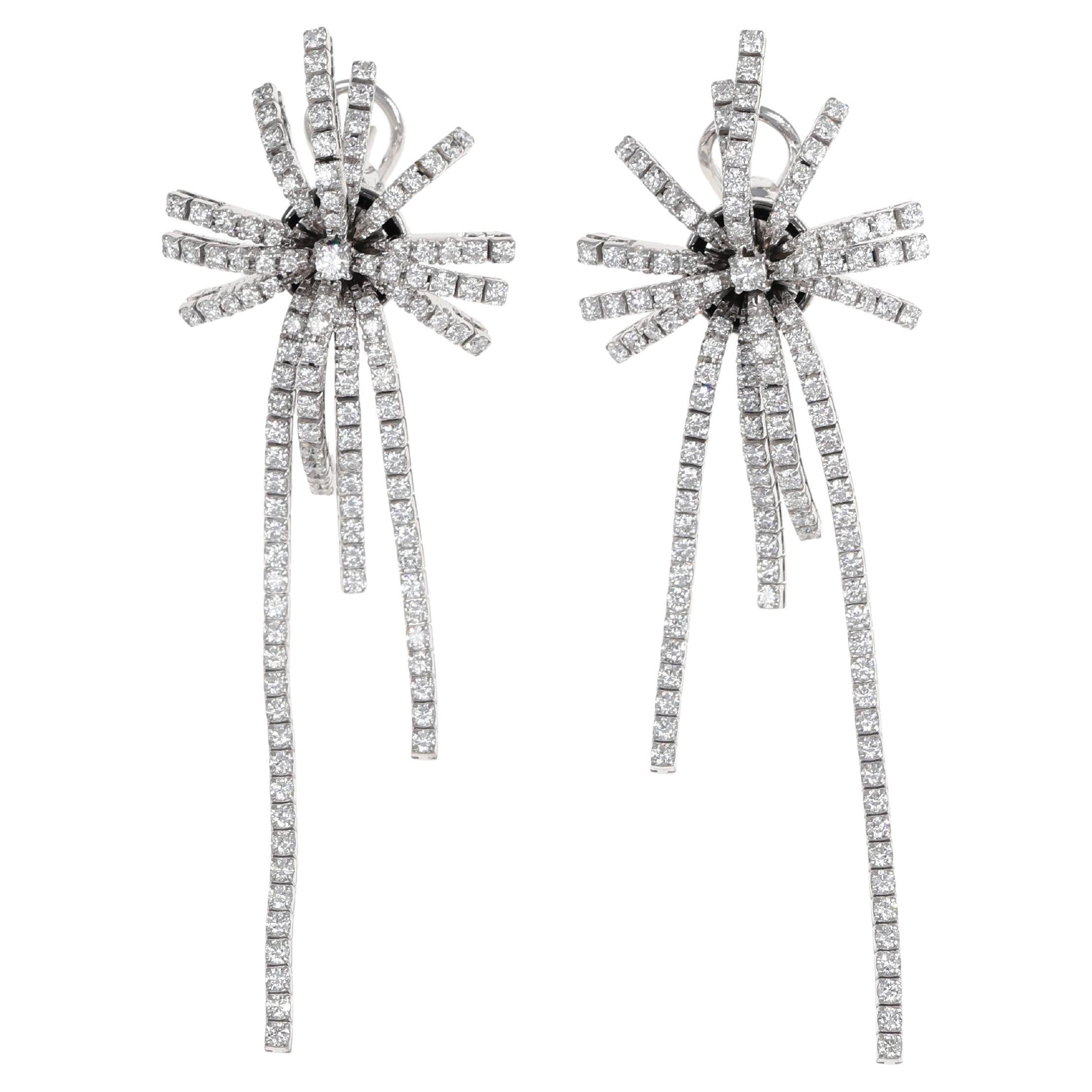 18K White Gold Fireworks-Inspired Earrings with Natural Diamonds For Sale