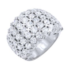 18 Karat White Gold Five-Row Statement Cluster Diamond Ladies Ring 4.39 Carat