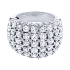 18 Karat White Gold Five-Row Statement Cluster Diamond Ladies Ring 4.39 Carat