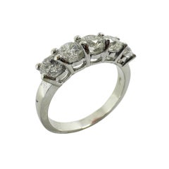 18K White Gold Five Stone Diamond Band