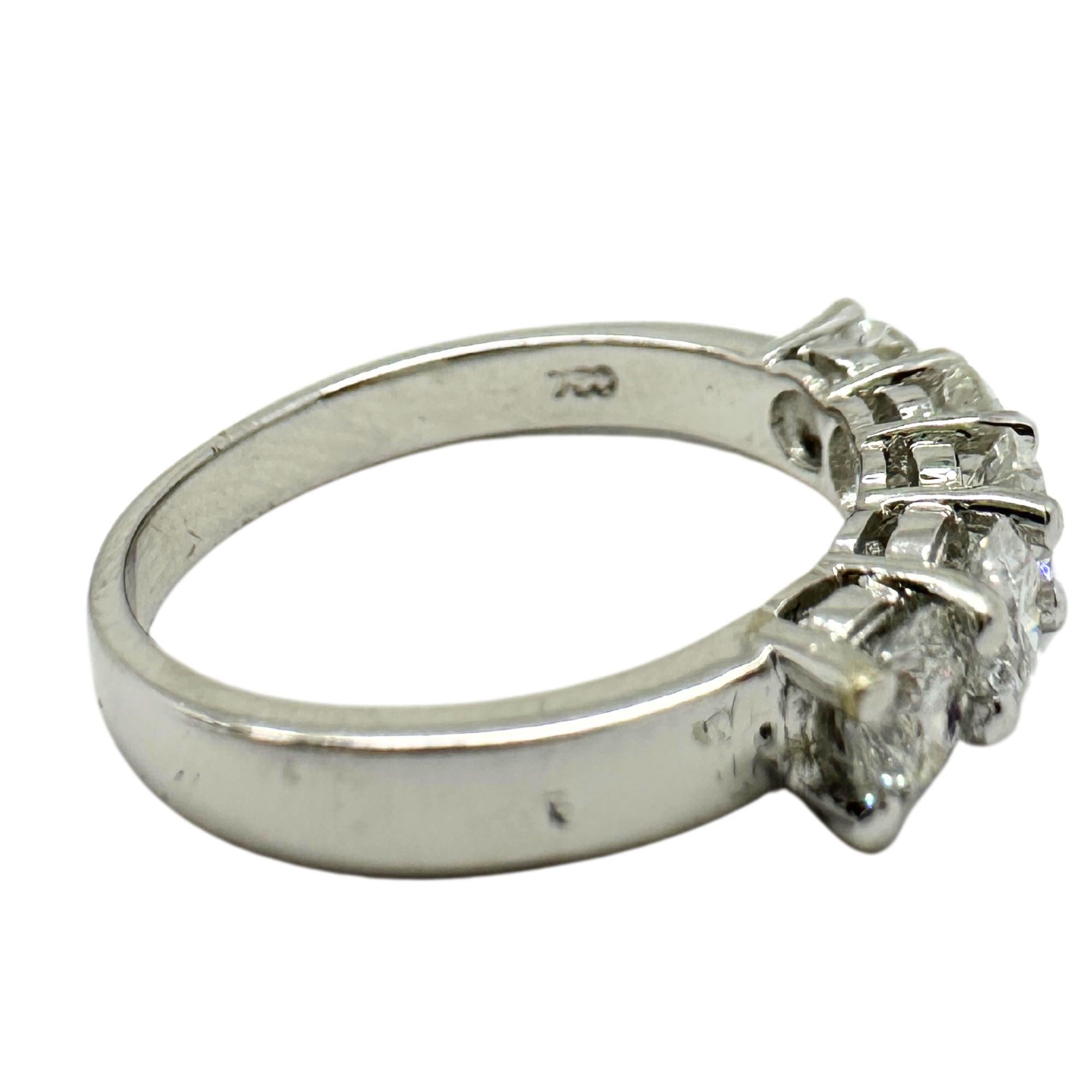 18K White Gold Five Stone Diamond Band For Sale 1
