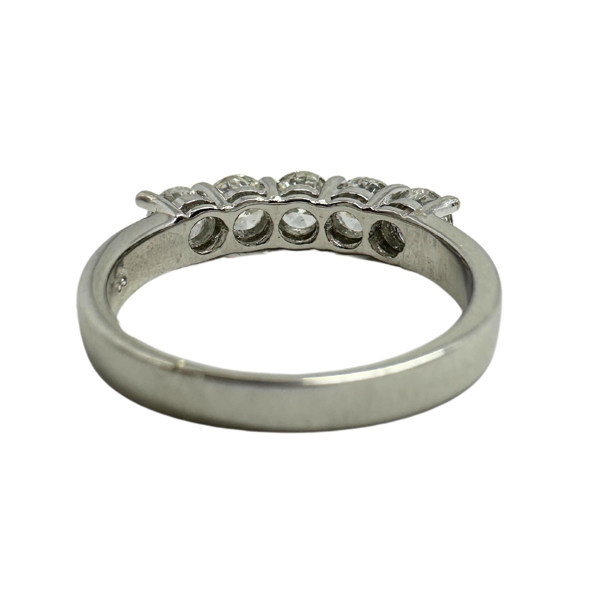 18K White Gold Five Stone Diamond Band For Sale 2