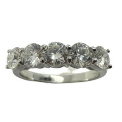 18K White Gold Five Stone Diamond Band Ring