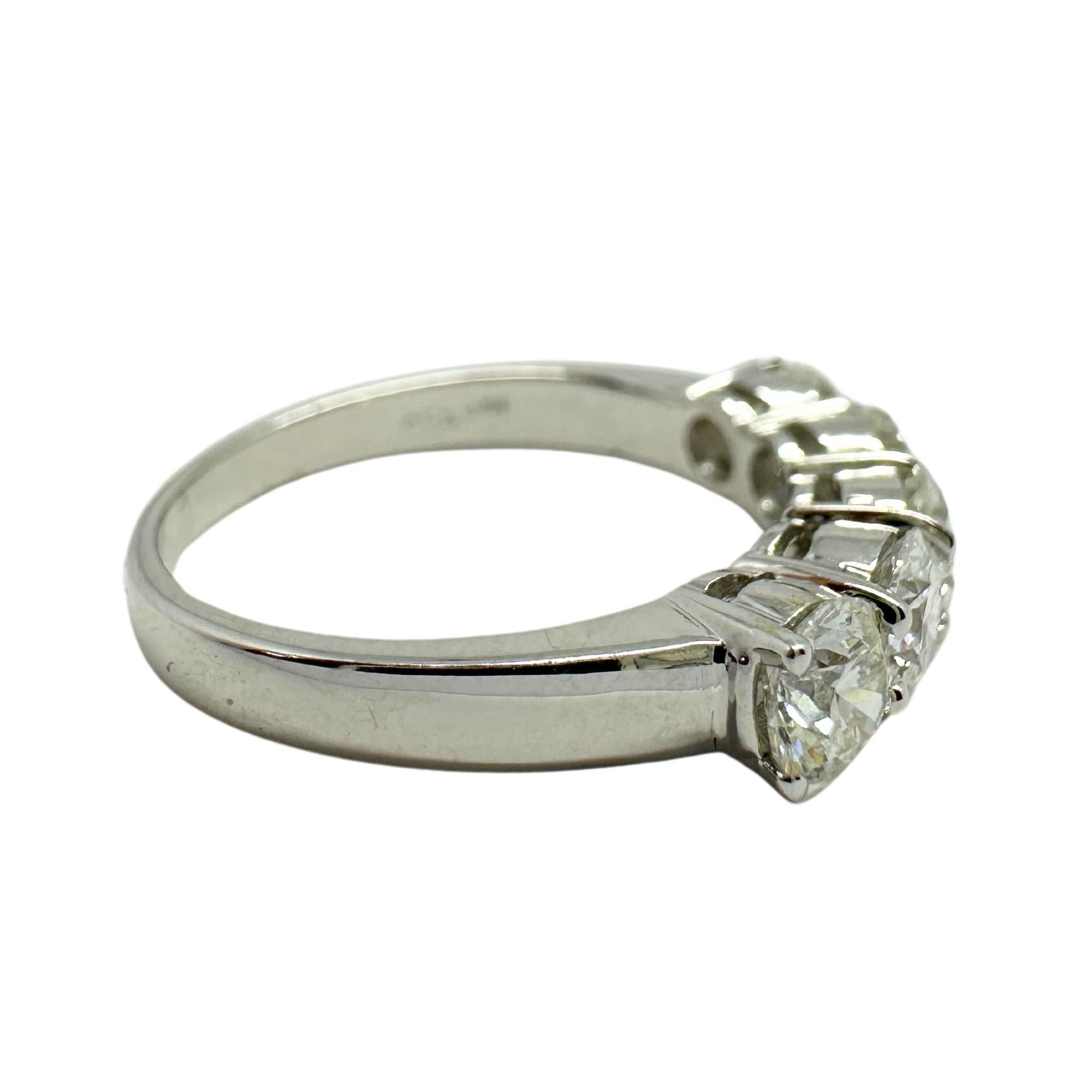 18K White Gold Five Stone Diamond Band Ring For Sale 1