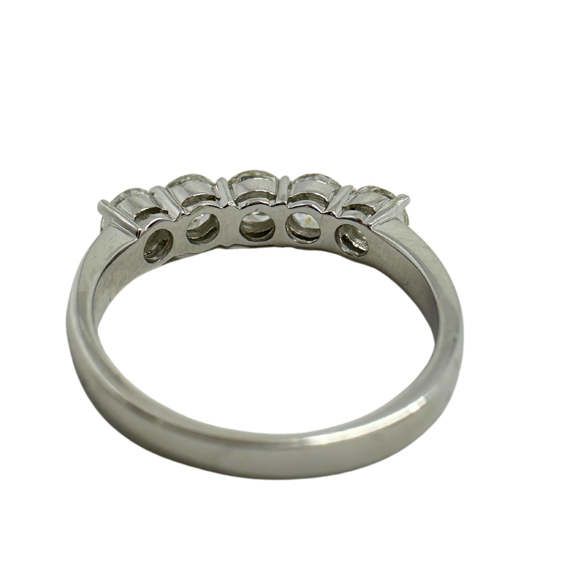 18K White Gold Five Stone Diamond Band Ring For Sale 3