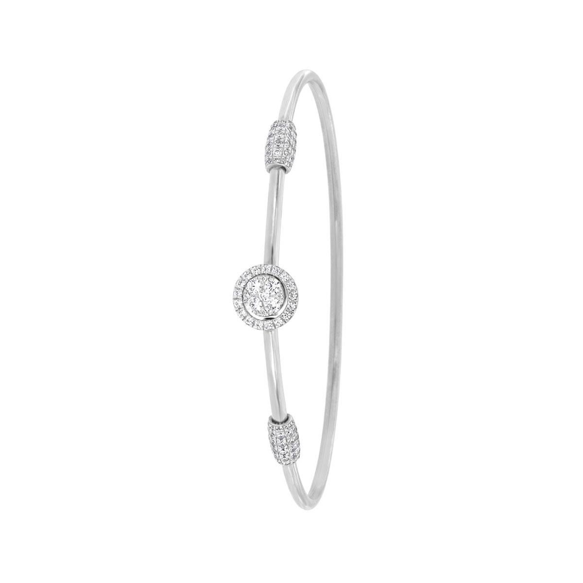 This fashionable flex bangle features round brilliant diamonds micro-prong-set in a round halo. Experience the difference!

Product details: 

Center Gemstone Type: NATURAL DIAMOND
Center Gemstone Color: WHITE
Center Gemstone Shape: ROUND
Center