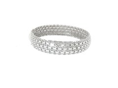 18K White Gold Flexible Mesh Bracelet, Diamond-Cut Motif 7.25"