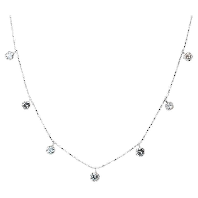 18 Karat Weißgold schwebende Diamant-Halskette mit 1,2 Karat natürlichen Diamanten, IGI-zertifiziert