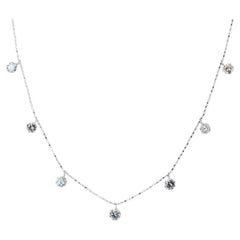 18k White Gold Floating Diamond Necklace with 1.2ct Natural Diamonds IGI Cert