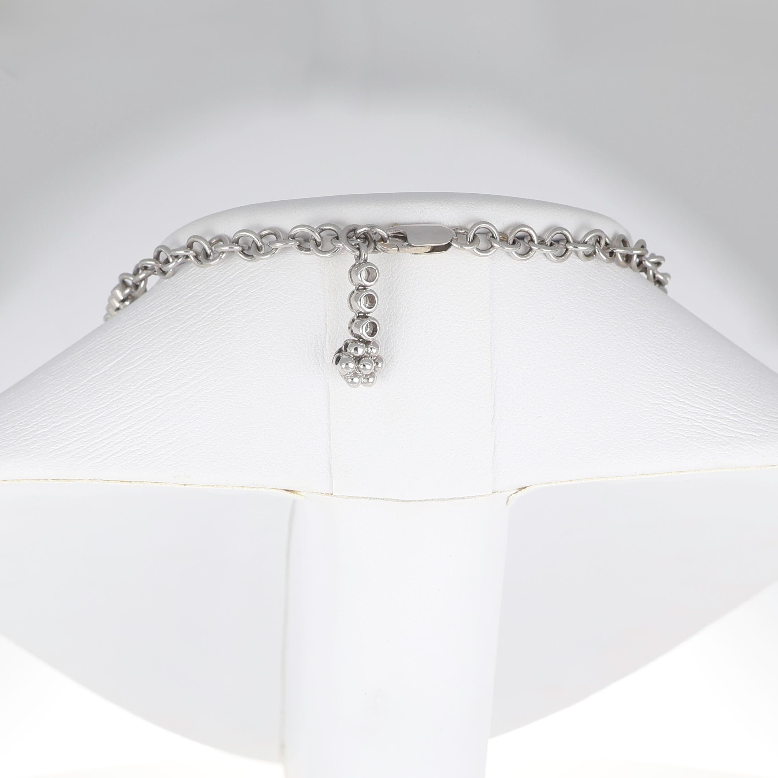da uomo o donna Girocollo floreale in oro bianco 18K con diamanti in vendita