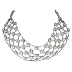 18K White Gold Floral Choker with Diamonds