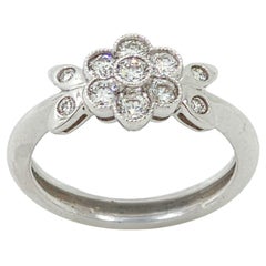 18K White Gold Floral Diamond Cluster Ring – 0.48 Carats