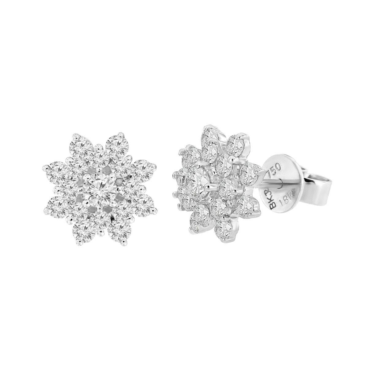 These diamond cluster earrings feature 1.00 carats of perfectly matched full cut round diamonds set in 18k white gold. Experience the Difference!

Product details: 

Center Gemstone Type: NATURAL DIAMOND
Center Gemstone Color: WHITE
Center Gemstone