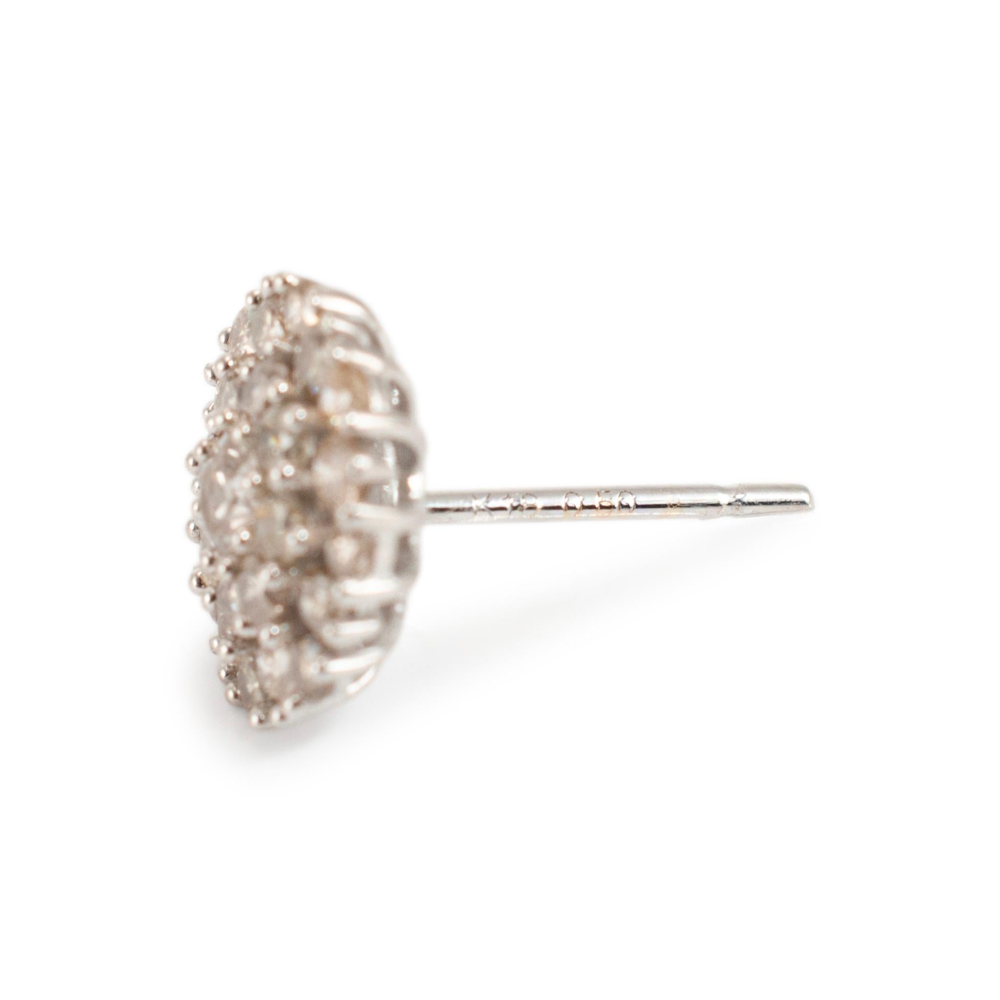 Women's or Men's 18K White Gold Flower Set Chocolate Diamond Stud Earrings