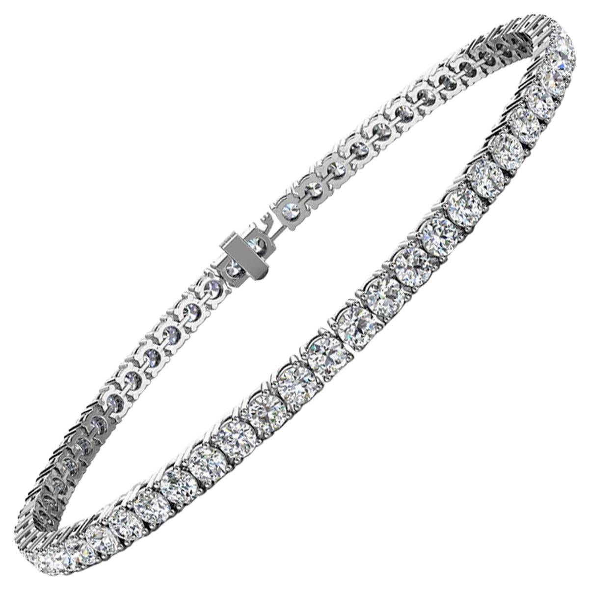 14k White Gold Four Prongs Diamond Tennis Bracelet '8 Ct. tw' For Sale at  1stDibs | 8ct diamond tennis bracelet, 8ct tennis bracelet