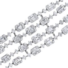 18K White Gold Four Row 23.70cts Diamond Wrap Bracelet