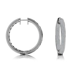 18 Karat White Gold Four Rows Inside Out Hoop Diamond Earrings '1 1/2 Carat'