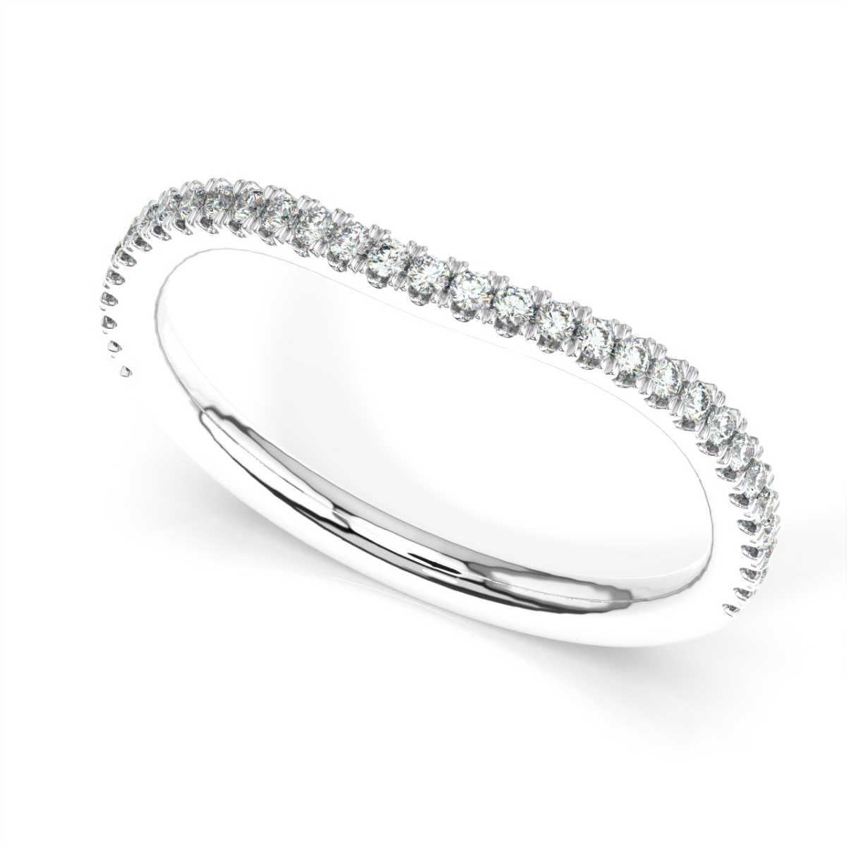 Round Cut 18K White Gold Frances Petite Curve Diamond Ring '1/5 Ct. tw' For Sale