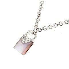 18k White Gold Freshwater Pearl Cts 0.20 Diamond Lock Necklace