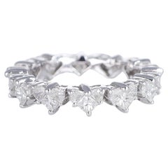 18K White Gold Full Eternity Ring with Heart-Shaped Diamonds