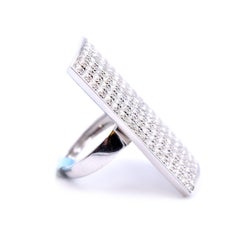 18 Karat White Gold Full Finger Rectangle Pavé Diamond Ring